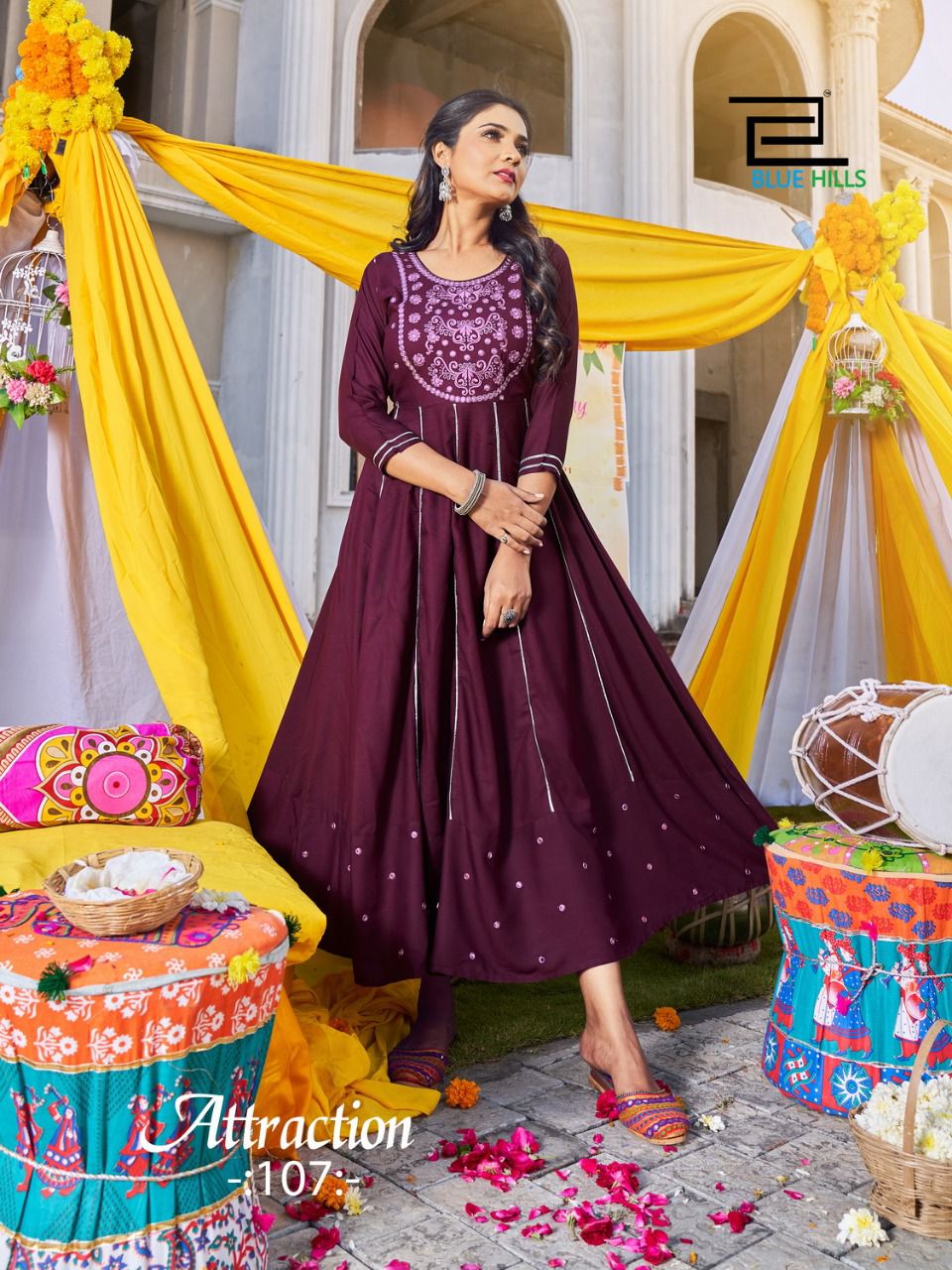 Blue Hills Attraction 1 Fancy Heavy Festive Wear Anarkali Long Kurti Collection